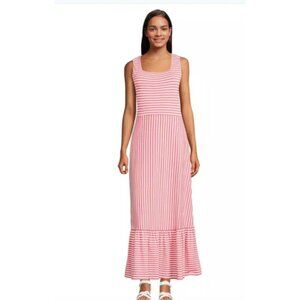 Lands End maxi dress Womens  orange Striped Ruffle Hem Size medium knit